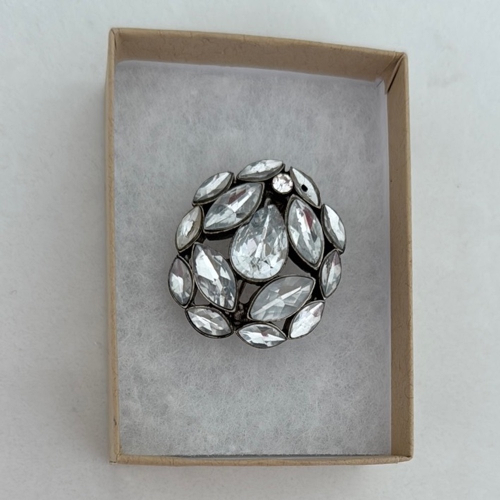 Vintage Kenneth Cole Silver and Rhinestone Brooch